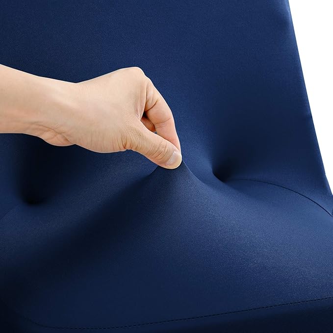 Peomeise Stretch Spandex Folding Chair Cover for Wedding Party Dining Banquet Event (Navy,12pcs)
