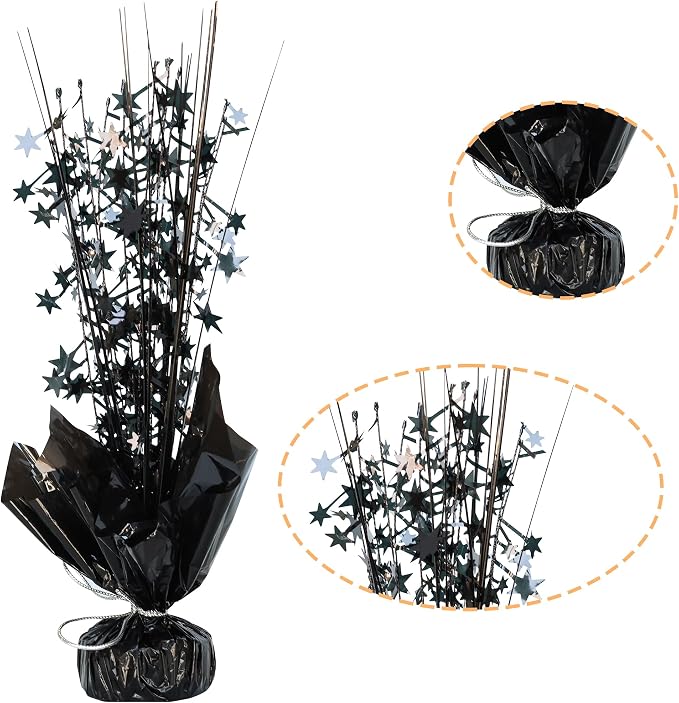 Gyufise 6 Pack Metallic Foil Spray Centerpiece Star Table Decoration Burst Table Centerpieces Table Decor for Birthday Wedding Anniversary Graduation Holiday Party Supplies Black