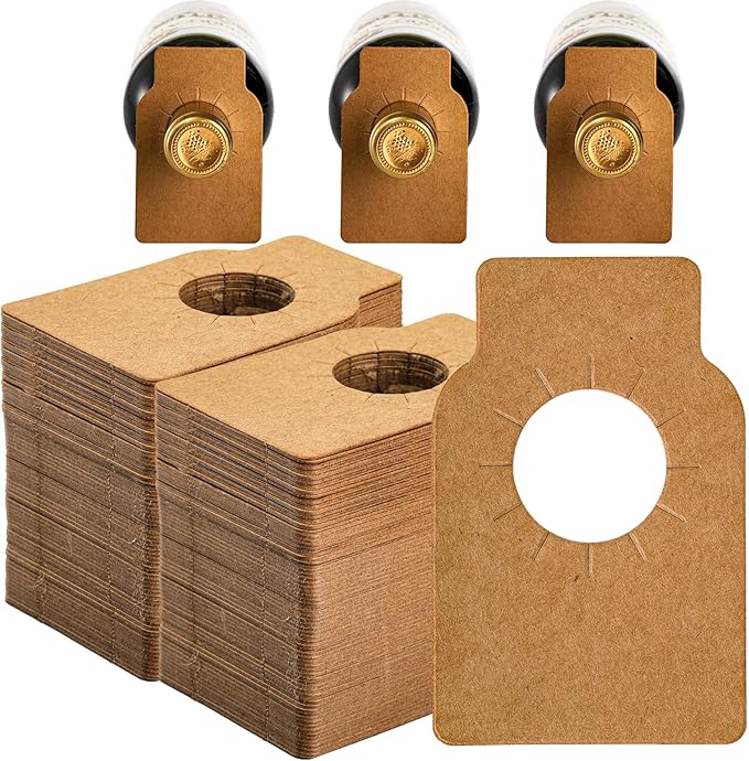 DEAYOU 500 PCS Wine Bottle Tags Kraft, Paper Craft Wine Hanging Cellar Labels for Bottle Neck, Reusable Custom Plain Wine Racks Marker Gift Tags for Champagne, Double Sided, Brown