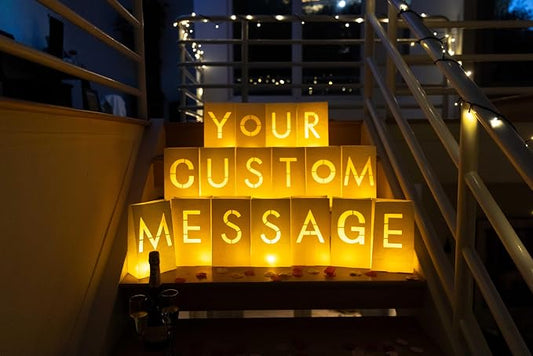 WYMM "A to Z Letters Luminary Bags with Tea Light Candles to Light Up Letters Perfect for Any Custom Sign Creates Personalized Birthday Banner, Happy Anniversary Banner and Congratulations Banner