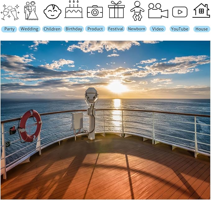 10x7ft Cruise Ship Backdrop Cruise Theme Party Decorations Nautical Banner Photo Booth Props for Birthday Decorations Wedding Party Supplies