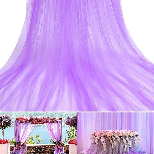 Windyun Netting Fabric Tulle 118" by 11 Yards (33 ft) Spool Mesh Fabric for Wedding Baby Shower Party Decorations DIY Tutu Skirts Crafts Garden Large Mosquito Nets Tulles Supplies(Purple)