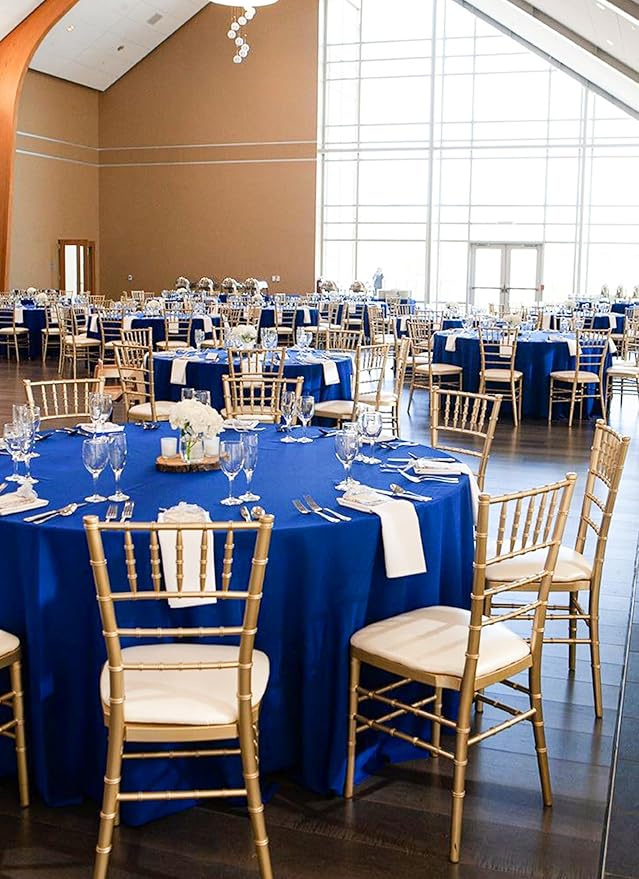 fani 8 Pack 90 Inch Round Tablecloth, Royal Blue Polyester Fabric Table Cloth for Round Table, Stain and Wrinkle Resistant Washable Table Cover for Wedding Party Dining Table Buffet and Camping