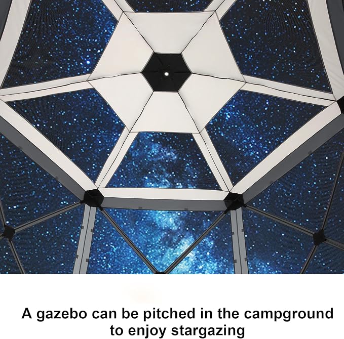 COBIZI 12x12 FT Pop Up Canopy Stargazing Tent, Gazebos On Clearance with Removable Roof,Instant Screened in Gazebo, Screen Tents Portable carpas para Patio for Outdoor Camping,Backyard, Garden, Gray
