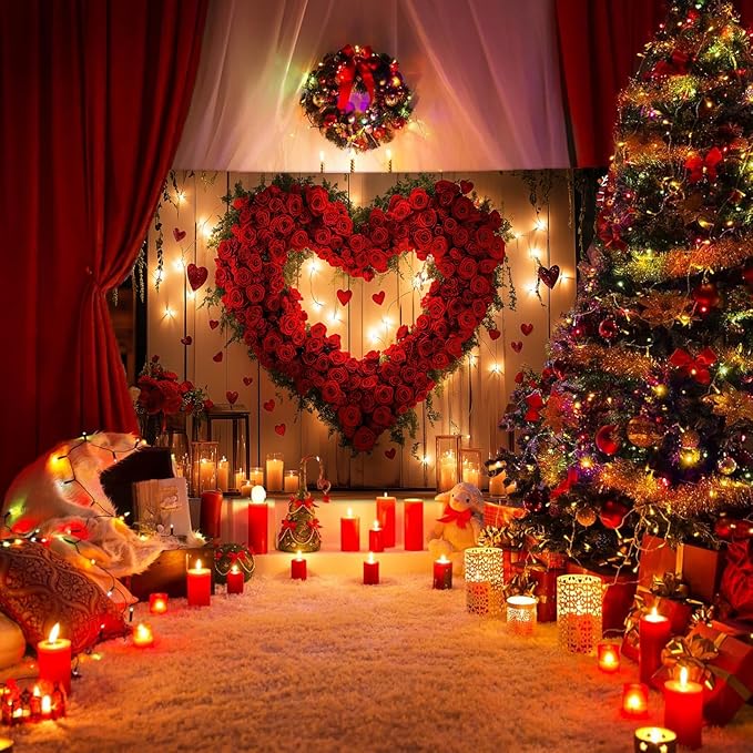 5X3ft Engagement Party Backdrop Red Love Heart Photography Background, Romantic Wedding Bridal Party Background Decor Proposal Confession Backdrop Banner Portrait Photo Studio Booth Props
