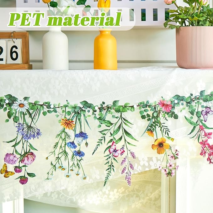 SUNBEAUTY Wildflower Banner 2 Pcs Garden Party Flower Spring Summer Reusable Waterproof Garland 9.8FT for Enchanted Garden Woodland Tropical Wedding Baby Shower Birthday Tea Supplies Girl Decorations