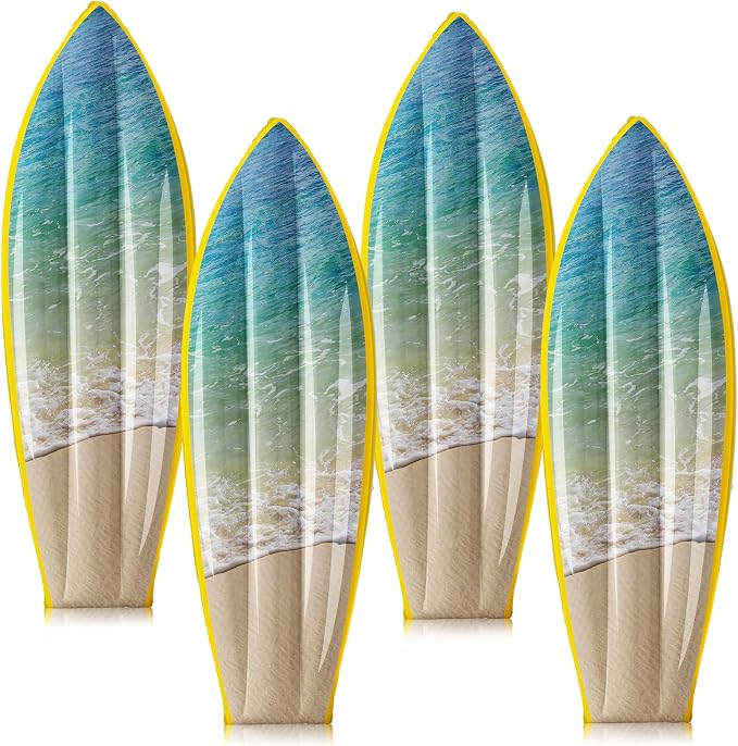 JellyArch 4 Pcs Ocean Waves Inflatable Surf Board 36 Inch Beach Luau Inflatable Pool Floats Luau Hawaiian Party Decorations Blow up Surfboard for Wall Summer Beach Ocean Party Decorations