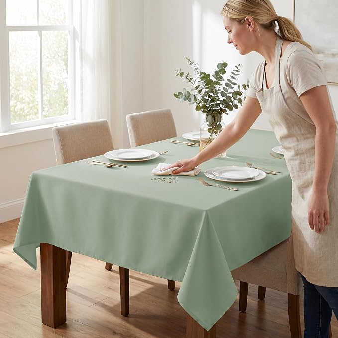 Fitable 6 Pack Sage Green Rectangle Table Clothes - 70 x 120 Inch - Wrinkle and Stain Resistant Fabric Tablecloths, Washable Polyester Table Covers for Wedding, Party, Banquet, Formal Events