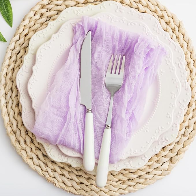 100 Pack Lilac Cloth Napkins 21x21 Inches Lilac Cheesecloth Napkins Set of 100 Washable Dinner Table Napkins for Wedding Bridal Baby Shower Rustic Boho Cotton Gauze Family Gathering Table Decor