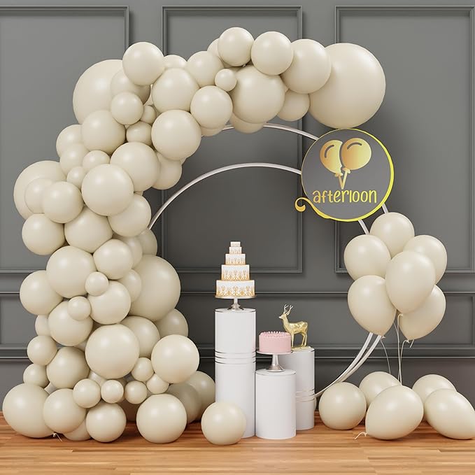 AFTERLOON® Biodegradable Balloons 112pcs Sand White Different Sizes 18" 12" 10" 5" Balloon Garland Arch Kit perfect for Birthday Party Decoration, Graduation, Baby Shower, Wedding and Anniversary