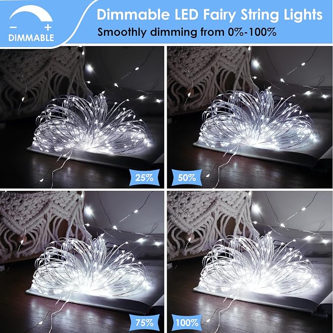 Mlambert 6 Pack 33FT Fairy Lights Battery Operated with Remote and Timer, Waterproof Dimmable 8 Modes Lights for Classroom Backyard Party-Cool White