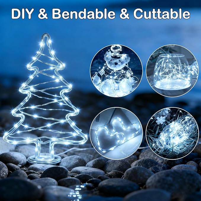 50 LED Fairy Lights with Timer, 6 Pack 8.2Ft 8 Modes Battery Operated Fairy Lights, Mini Led String Lights for DIY Wedding Bedroom Mason Jar Vases Table Party Christmas Decoration (Cool White)