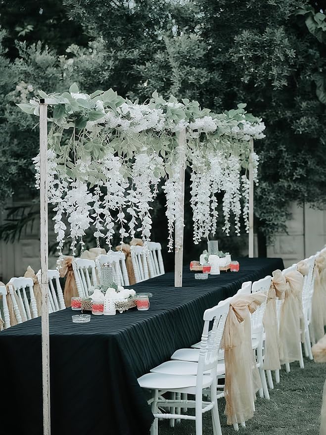 BSMYBO 30 Branches Wisteria Hanging Flowers White Artificial Wisteria Hanging Flowers Garlands Vine for Wedding Arch Party Ceremony Home Garden Backdrop Wall Decoration (2 Pack)