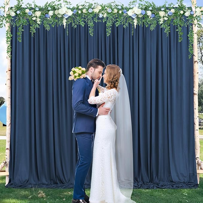 20x10 Navy Blue Backdrop Curtain for Party Wrinkle Free Polyester Fabric Photo Backdrop Curtain Drapes for Party Wedding Stage Birthday Baby Shower Decoration 5ft x 10ft,4 Panels