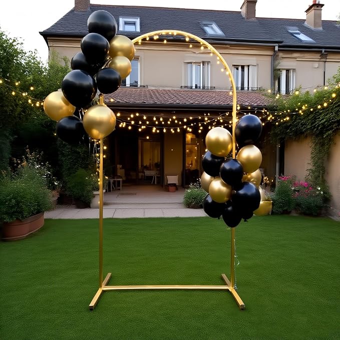 Metal Arch Backdrop Stand and Cover Set, 6.6 FT Metal Balloon Arch Backdrop Stand for Birthday Party Baby Shower Wedding Ceremony Event Decorations