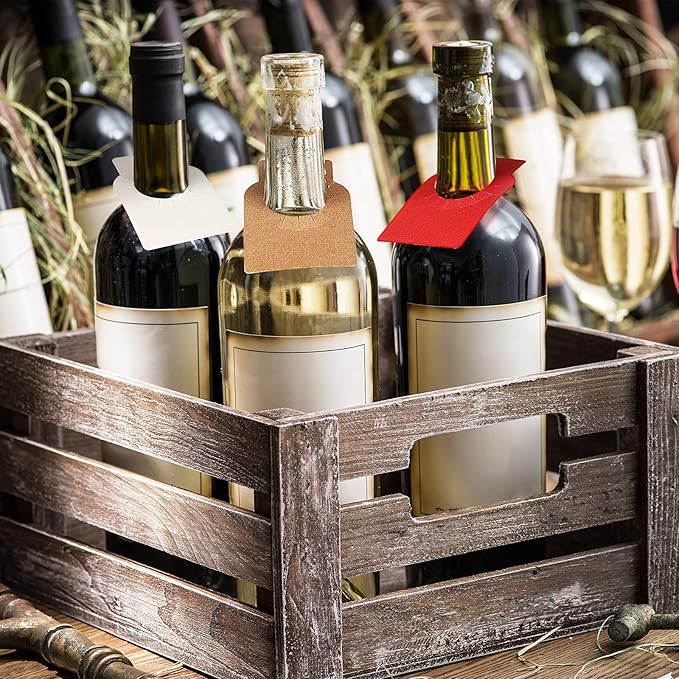 300 Pcs Wine Bottle Tags for Cellar Collection Reusable Wine Cellar Labels Hanging Double Sided Storage Racks Custom for Name, Year, Notes, Red White Brown, 2.25 x 3.5 Inch