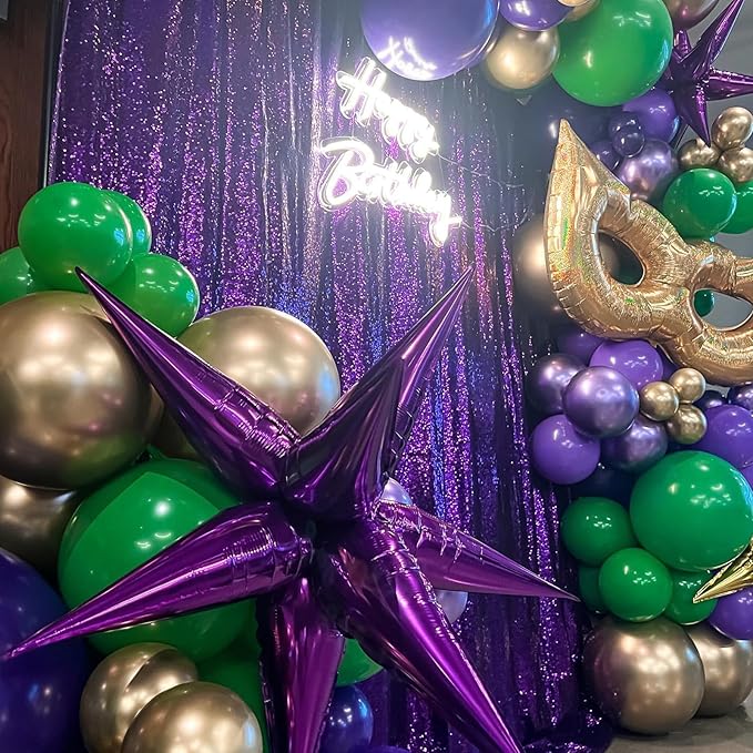 Purple Sequin Backdrop Curtain 4 Pcs 2ftx8ft Sparkly Glitter Wedding Party Photography Background Drapes for Birthday Prom Decoration Christmas Party Decoration