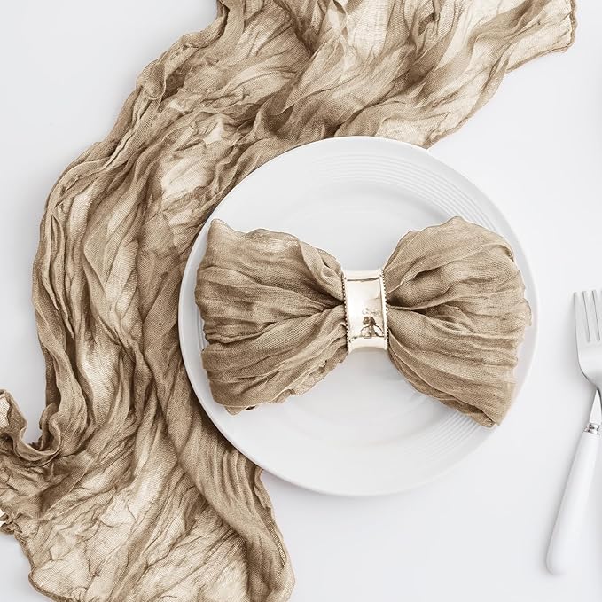 100 Pack Sand Cheesecloth Napkins 21x21 Inches Sand Cloth Napkins Set of 100 Washable Dinner Table Napkins for Wedding Rustic Boho Cotton Gauze Party Bridal Baby Shower Family Gathering Table Decor