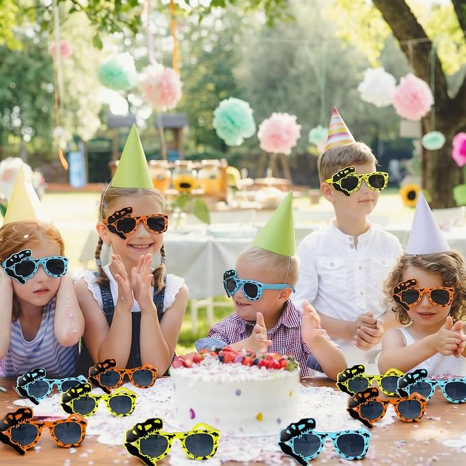 12 Pcs Dinosaur Glasses for Kids Dinosaur Birthday Party Dino Theme Glasses Photo Prop Jungle Classroom Vbs Supplies