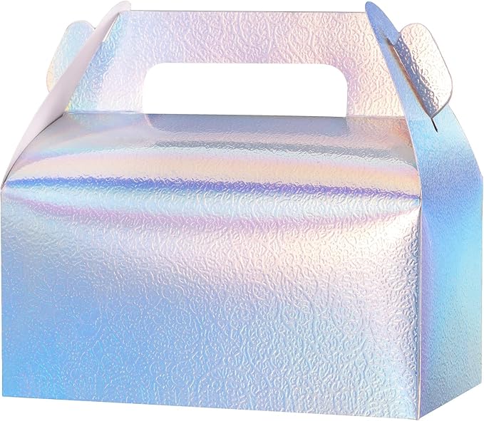 UnicoPak 30 Pack Iridescent Party Favor Bag Boxes, Goodie Favor Boxes for Treats Cookies Candies, Ideal for Theme Birthday Party, 6.5x3.5x3.5 Inches