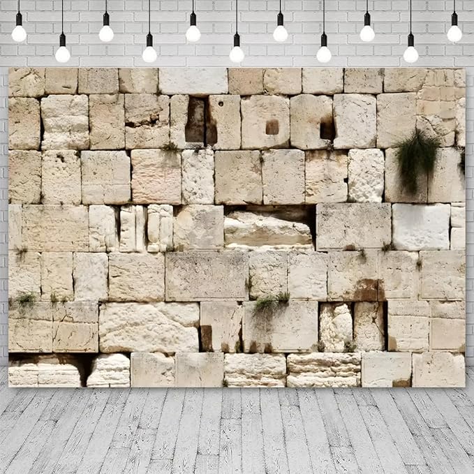 10x7ft Jerusalem Stone Wall Backdrop Jerusalem Backdrop for Sukkah Jewish New Year Rosh Hashanah Background Israel Western Wall Photo Booth Prop Succah Decor Religious Church Event Banner
