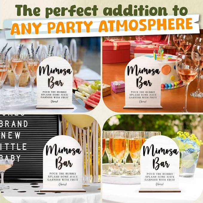 Stofinity Mimosa Bar Sign For Baby Shower - Rustic Mimosa Bar Supplies Bridal Shower Decorations, Wedding Table Sign Accessories For Wedding Decor
