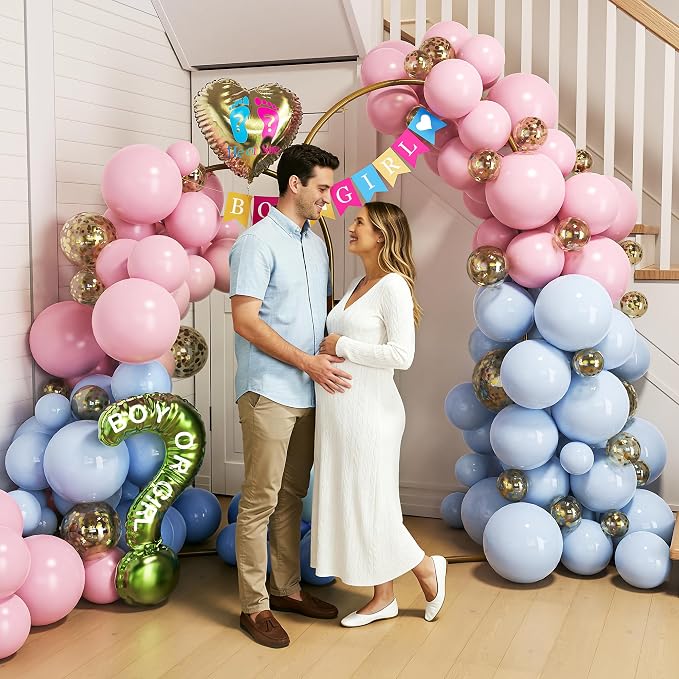 Metal Arch Backdrop Stand 2 Set (7.2FT/6FT), Gold Wedding Arch Frame, Balloon Arch Stand for Wedding, Baby Shower, Birthday, Ceremony, Party Decor