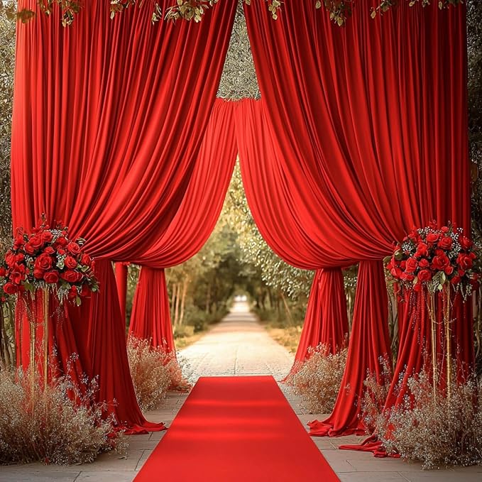 10ftx14ft Red Backdrop Curtains for Wedding-Wrinkle Free Backdrops Curtain Drapes Fabric Decorations Photo Back Drop Cloth for Baby Shower Photography 2Panels 14ft(H) x 5ft(W)
