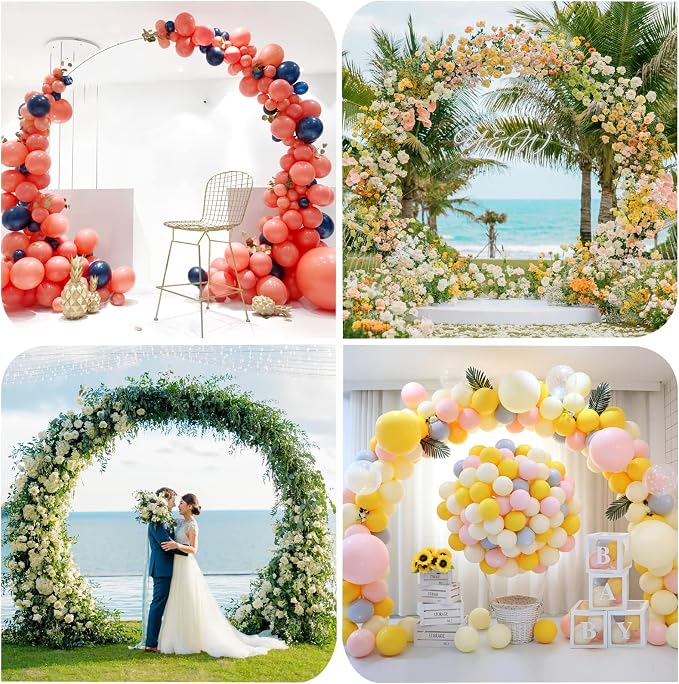 Putros Round Backdrop Stand 9.2ft, Circle Balloon Arch Frame, Metal Round Arch, White Circle Backdrop Stand for Wedding, Birthday Party, Anniversary, Bridal Ceremony, Graduation Decoration