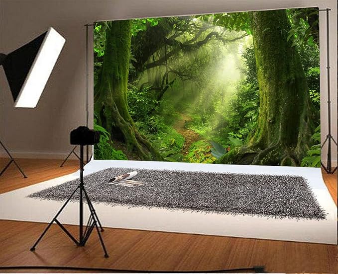 Yeele 15x10ft Tropical Jungle Backdrop for Photography Wet Fog Tropical Forest Moss Sunshine Background Natural Landscape Kids Adult Photo Booth Shoot Vinyl Studio Props
