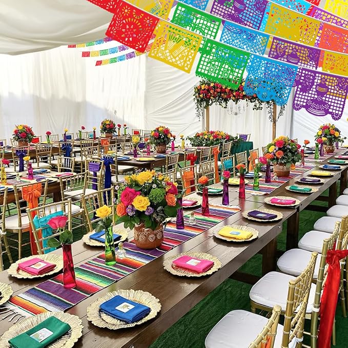 6 Packs 108 Ft Fiesta Party Decorations Mexican Party Banners Papel Picado Banners Cinco De Mayo Decorations Dia De Los Muertos Decor Mexico Halloween Banner Birthday Party Decorations (6pack Banners) (6 Packs Banner)