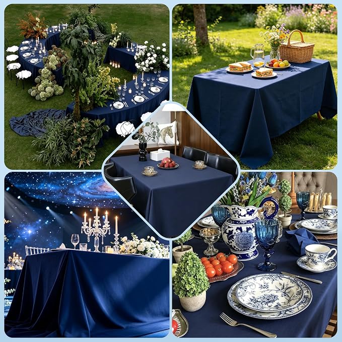 WIGENIUS 6 Pack Blue Table Cloth Rectangle Tablecloths 70X120 Inch,Polyester Table Cloth for 8 Foot Rectangle Tables,Wrinkle Resistant Washable Fabric Table Covers for Party,Wedding Banquet