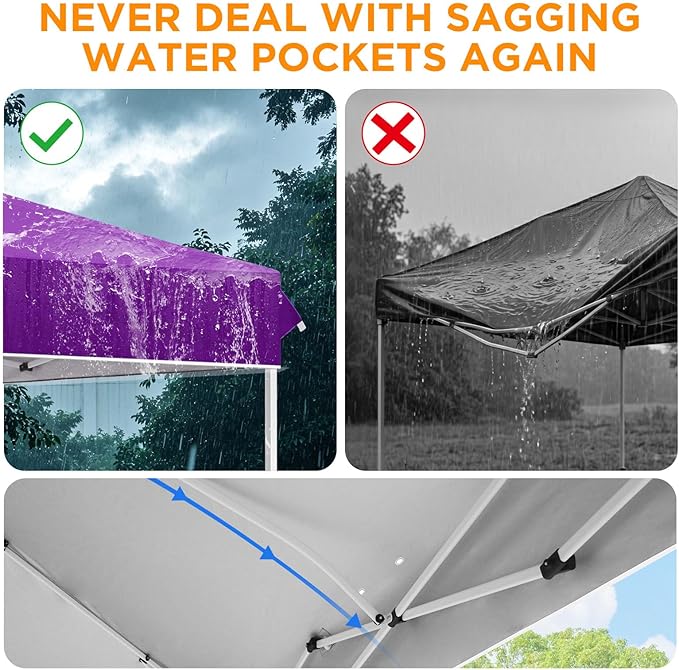 EAGLE PEAK Pop Up Canopy Tent with Wheeled Carry Bag, 8 Stakes, 4 Ropes, 4 Weight Bags, Easy Set Up Tent Canopy, 12x12 ft, 144sqft of Shade, Purple