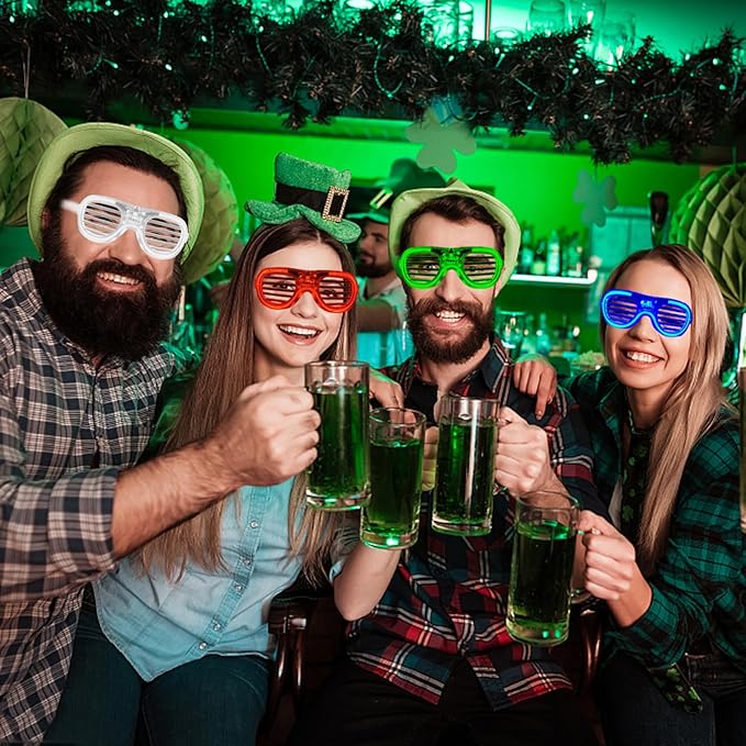 25 Packs LED Glasses 5 Neon Colors glow in the dark party supplies Favor for Kids Adult Glow sticks Light Up Glasses fit Holiday Birthday Valentine's Day and Halloween Party Supplies Cosplay Christmas