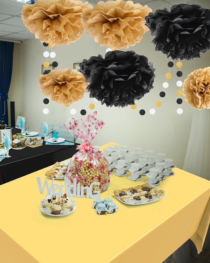 Fullhawl 27 Pcs Graduation Party Decoration, 6 Pcs Disposable Tablecloth 21 Pack Hanging Paper Fans, Pom Poms Flowers, Garland String Polka Dot and Triangle Flag Set for Birthday, Baby Shower, Wedding