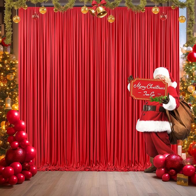 10x12 Red Backdrop Curtains for Wedding Party Wrinkle Free Backdrops Curtain Drapes Fabric Decorations Photo Back Drop Cloth for Baby Shower Photography Stage Reception 5ft x 12ft,2 Panels