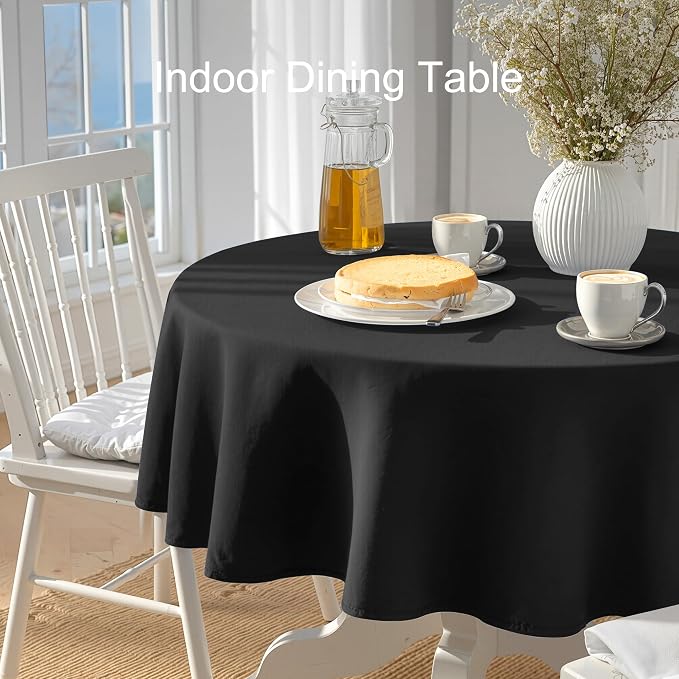 joybest 6 Pack Round Tablecloths 60 Inch Black Table Cloth Fit 20 to 42 Inch Tables, Washable Polyester Fabric Table Cover for Wedding Party Reception Formal Events