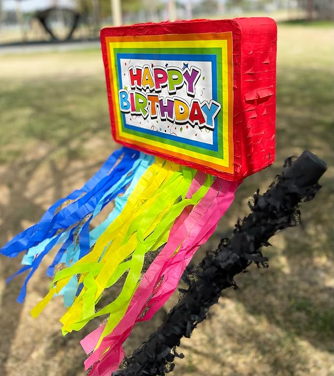Jergrim Birthday Piñata 4-Piece Set great for Boy, Girl, and Adult party. Happy Birthday Decorations, fun & unique style, fits candy party favors (16”X11”) Durable!