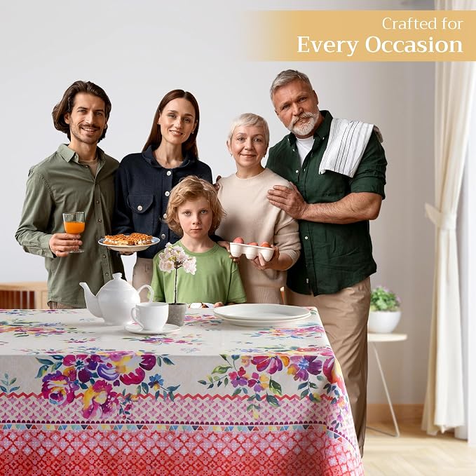 Maison d' Hermine Table Cloth Rectangle Table 100% Cotton 70 x 108 Inches Tablecloth Reusable Decorative for Dining Kitchen Room Farmhouse Party Home Hotel Restaurant Spring Summer - Rose Garden