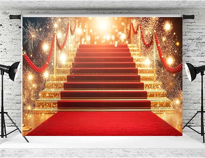 8 x 6 ft Red Carpet Backdrop Movie Night Props Red Carpet Party Decorations Stage Award Ceremony Fashion Show Photos VIP Party Decor Backdrop Birthday Banner Graduation Photos Senior Prom Background