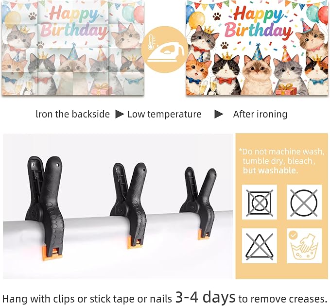7x5 Ft Happy Birthday Backdrop Cat Birthday Party Decorations Kitten Birthday Photo Backdrop Photography Background Pet Paw Birthday Party Supplies