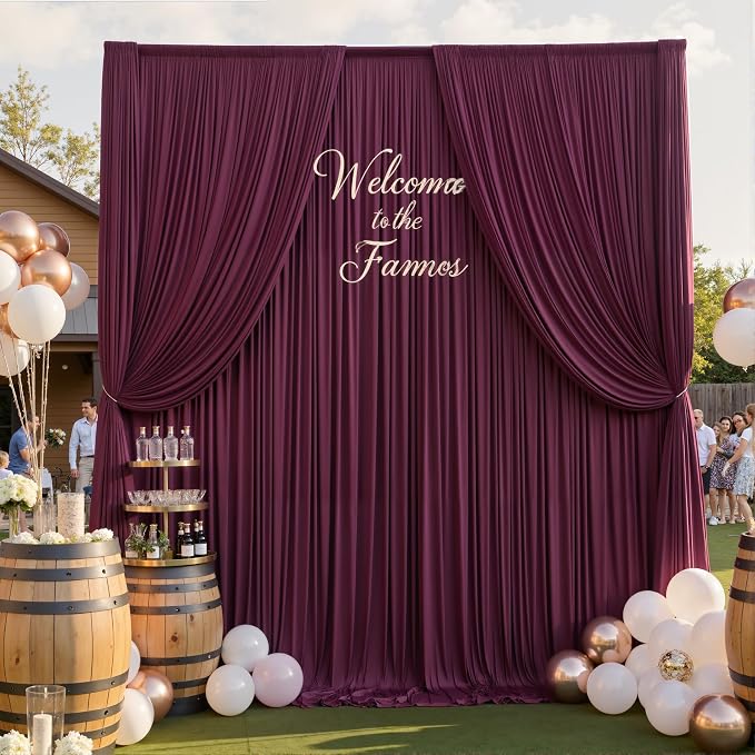 20ftx12ft Wrinkle Free Maroon Backdrop Curtain, 4 Panels 12FT Height Wedding Burgundy Backdrop Drapes, Silky Polyester Back Drop Cloth for Birthday Photography Background Party Backdrop Draping
