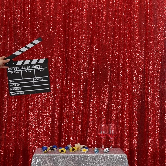 Poise3EHome Red Sequin Backdrop,5FT x 7FT Glitter Photography Background for Party Decoration