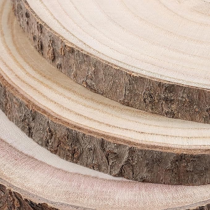 PINGEUI 12 Pack Wood Slices, 7-8 Inch Natural Wood Slices Circle Crafts, Round Rustic DIY Wooden Circle Crafts for Wedding Table Décor