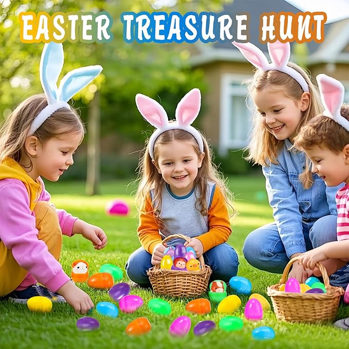 24 Pcs Prefilled Easter Eggs for Kids with Animal Squishy Toys, Easter Eggs Filled for Egg Hunt, Basket Stuffers & Goodie Bag Fillers, Classroom and School Prize Supplies