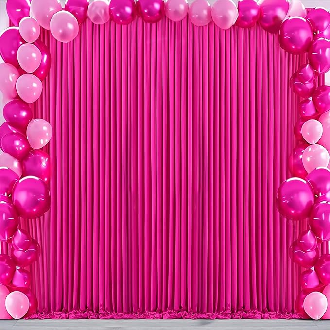 20x10ft Hot Pink Backdrop Curtain for Wedding Parties Wrinkle Free Fabric Fuchsia Drapes Backdrop Decoration for Baby Shower Birthday Photography Decoration 4 Panels, 5ft x 10ft