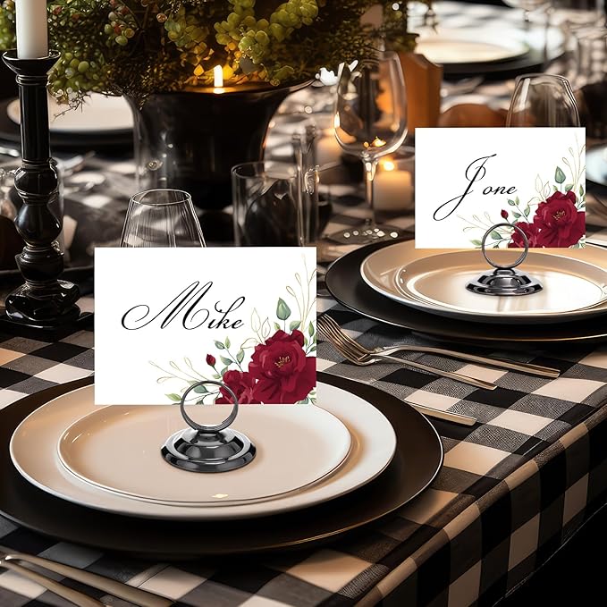 MotiMind 24 Pcs Table Number Holders-Metal Place Card Holders Table Number Stands Tabletop Sign Stands for Photos, Menu, Memo, Notes, Wedding, Restaurant, Banquet, Birthday(Gunmetal Grey)