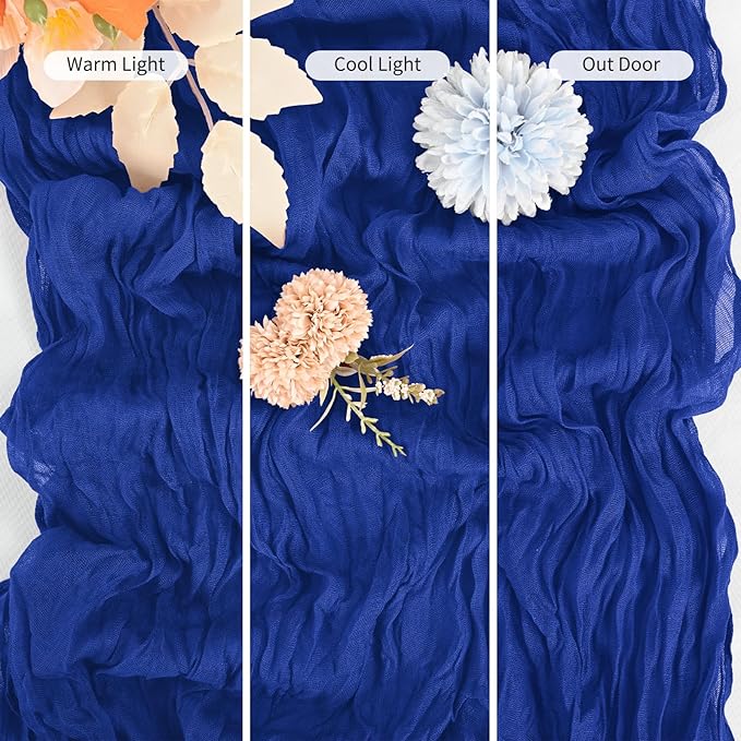 15 Pack Royal Blue Table Runners 17 x 108inch Cheesecloth Table Runner Boho Gauze Table Runner Rustic Sheer Fabric Cheese Cloth Table Runners for Wedding Party Bridal Shower Farmhouse Home Decor