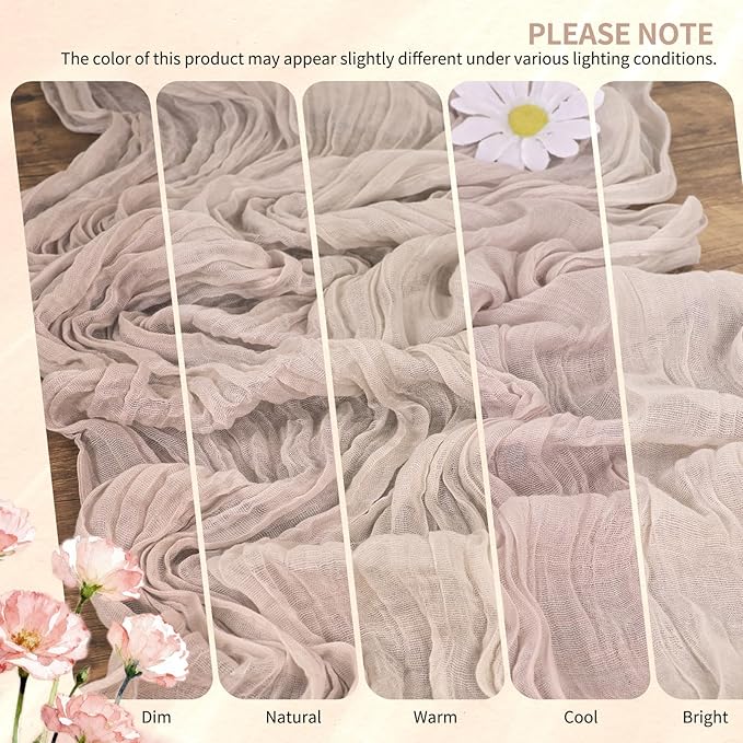 2 Pack Cheesecloth Table Runner 10FT Rosy Brown Table Runner Boho Gauze Cheese Cloth Table Runners Long Rustic Sheer Table Decorations for Wedding Party Baby Bridal Shower Birthday Holiday Home