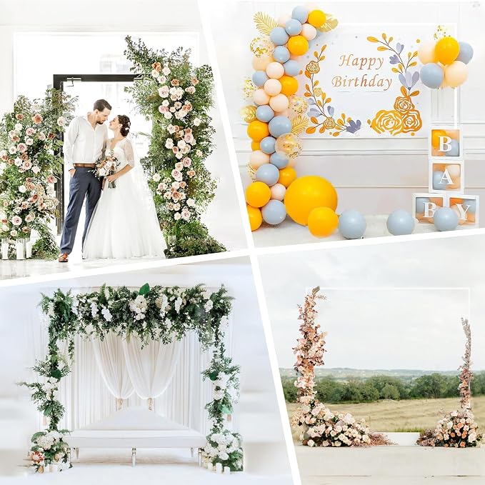 8FTx8FT Wedding Arch Backdrop Stand Square Metal Rectangular Arch Frame Balloon Arch Stand for Wedding Birthday Party Baby Shower Bridal Shower Photography Decoration（White）